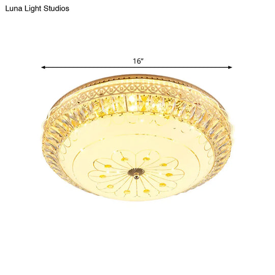 Modern Gold Round Led Crystal Ceiling Light - Bedroom Flushmount Lighting