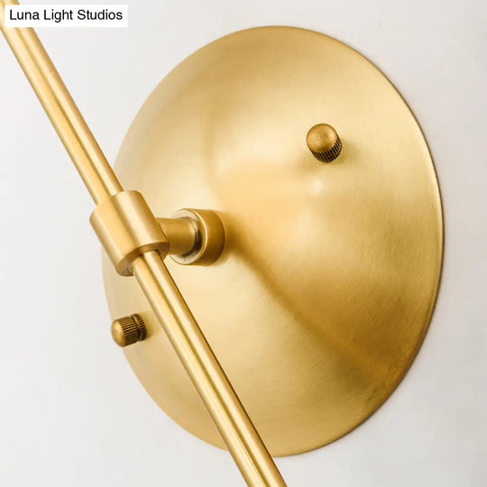 Modern Gold Round Wall Lamp Sconce With Opal Glass Gooseneck Arm - Montreal Lighting