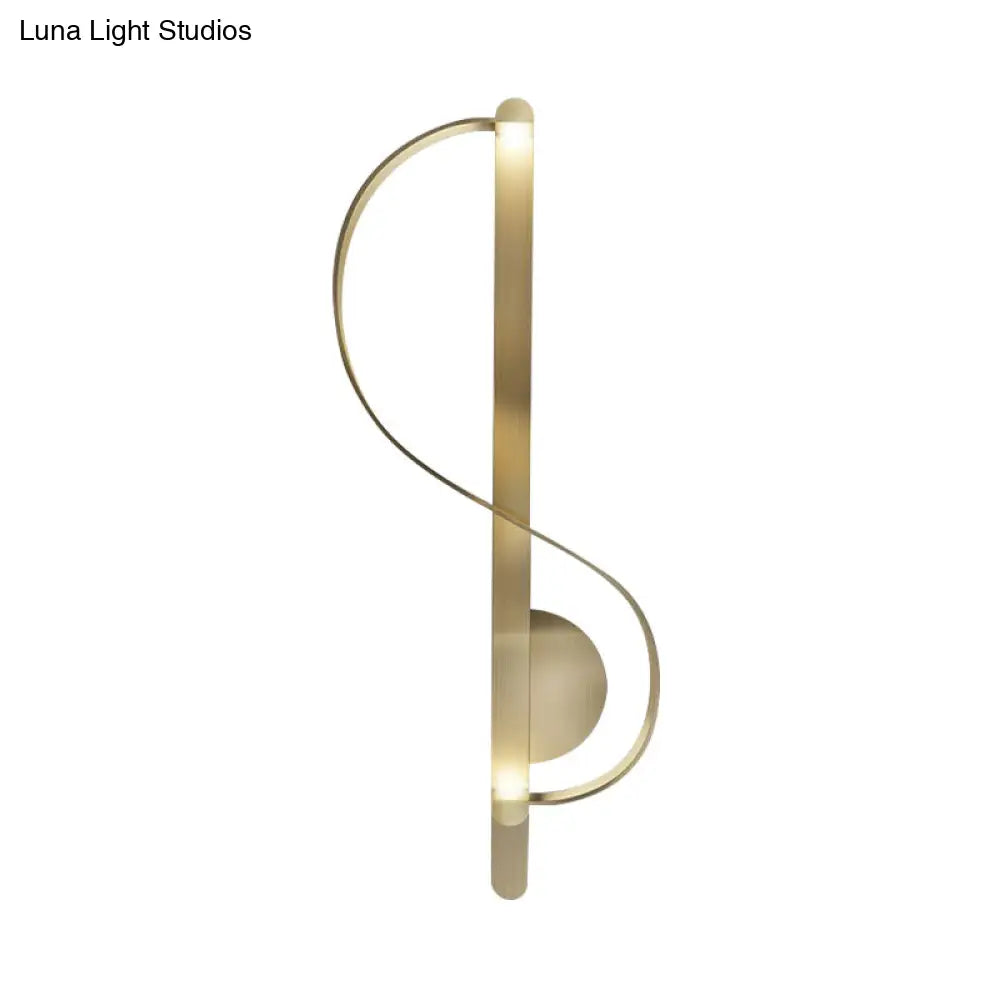 Modern Gold S-Shape Led Metal Wall Sconce For Corner Mounting