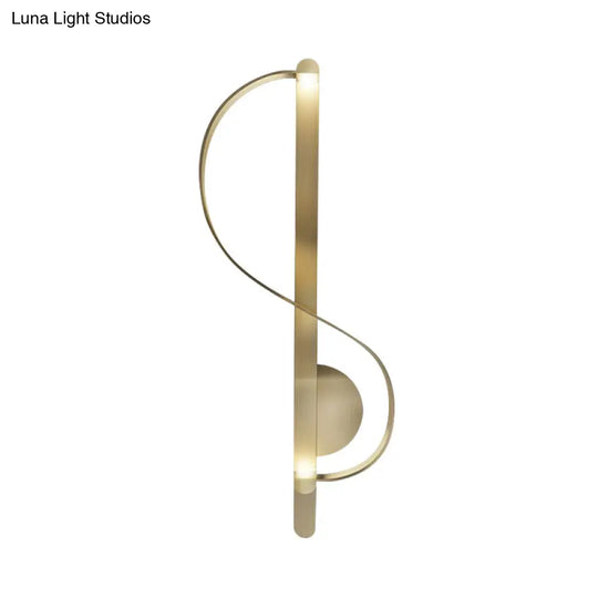 Modern Gold S-Shape Led Metal Wall Sconce For Corner Mounting