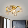 Modern Gold Semi Flush Mount With Clear Glass Shade - Semicircle Frame (6/8 Heads) 6 /