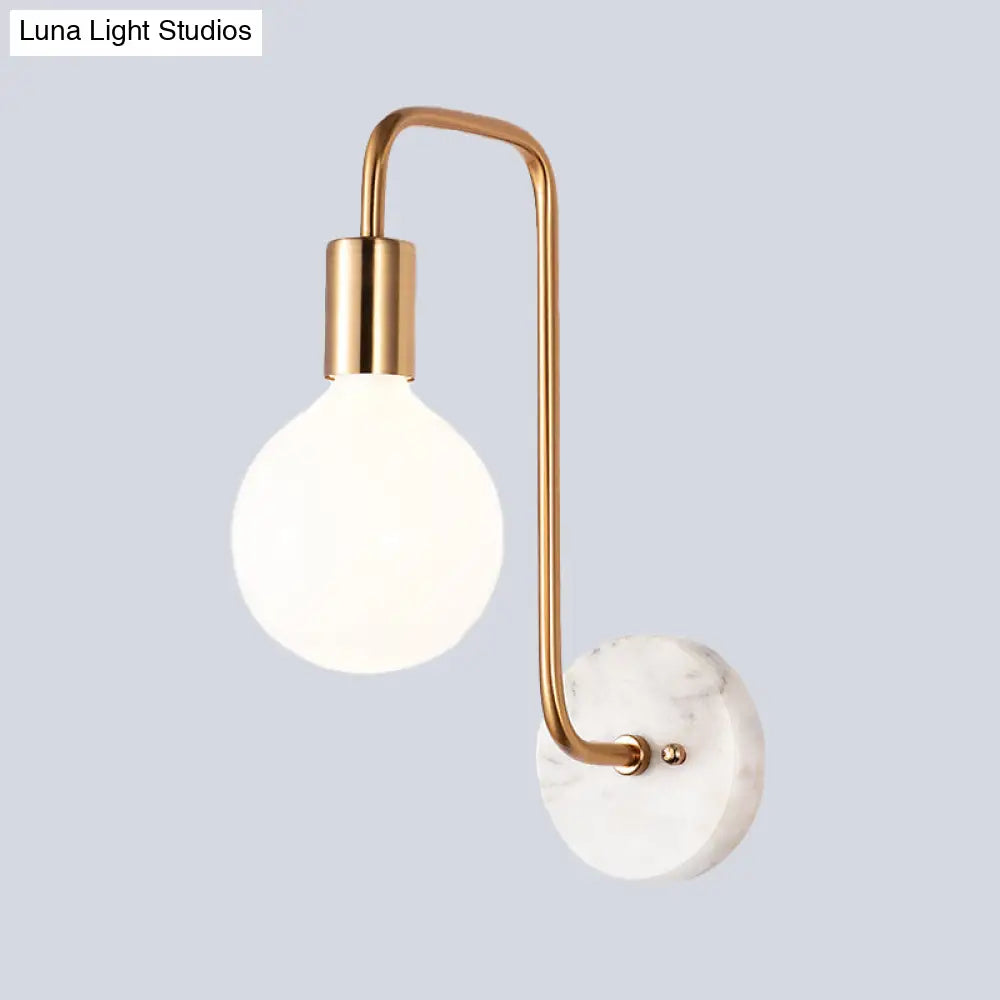 Modern Gold Sphere Sconce Light Fixture With Cream Glass Shade - Wall Mounted Lamp