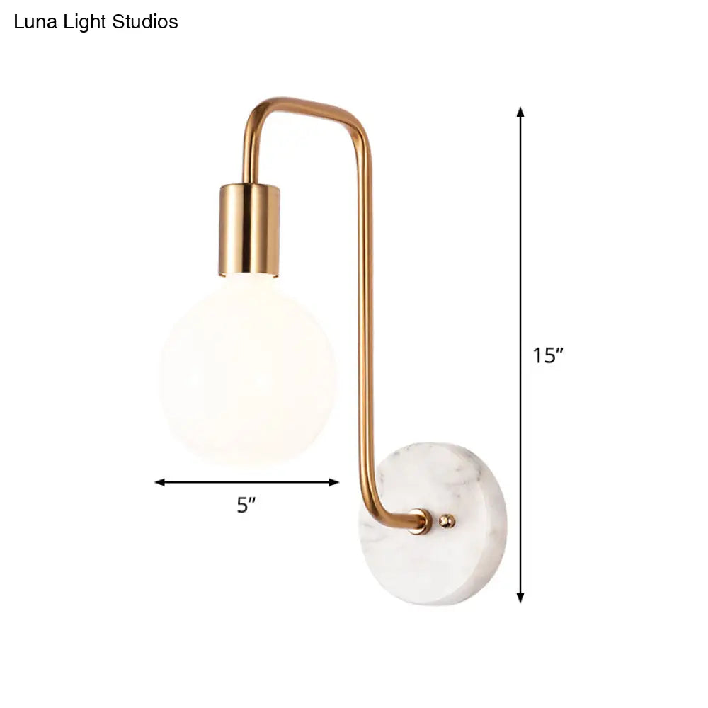 Modern Gold Sphere Sconce Light Fixture With Cream Glass Shade - Wall Mounted Lamp