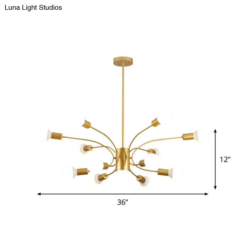 Modern Gold Sputnik Chandelier: Metallic Ceiling Pendant Light With 6/8/12 Lights For Living Room