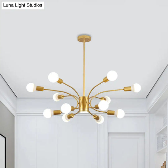 Modern Gold Sputnik Chandelier: Metallic Ceiling Pendant Light With 6/8/12 Lights For Living Room