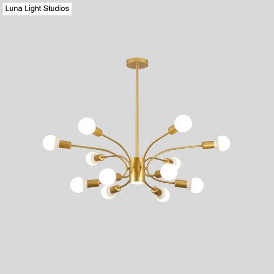 Modern Sputnik Chandelier Lamp - Metallic Ceiling Pendant Light In Gold With 6/8/12 Lights