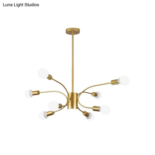 Modern Gold Sputnik Chandelier: Metallic Ceiling Pendant Light With 6/8/12 Lights For Living Room