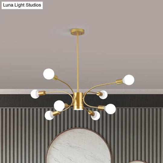 Modern Gold Sputnik Chandelier: Metallic Ceiling Pendant Light With 6/8/12 Lights For Living Room