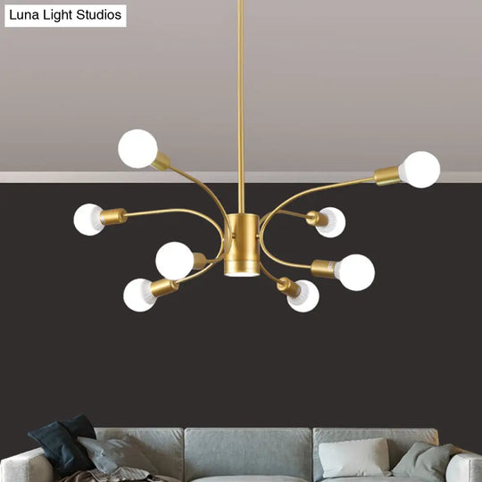 Modern Sputnik Chandelier Lamp - Metallic Ceiling Pendant Light In Gold With 6/8/12 Lights 8 /