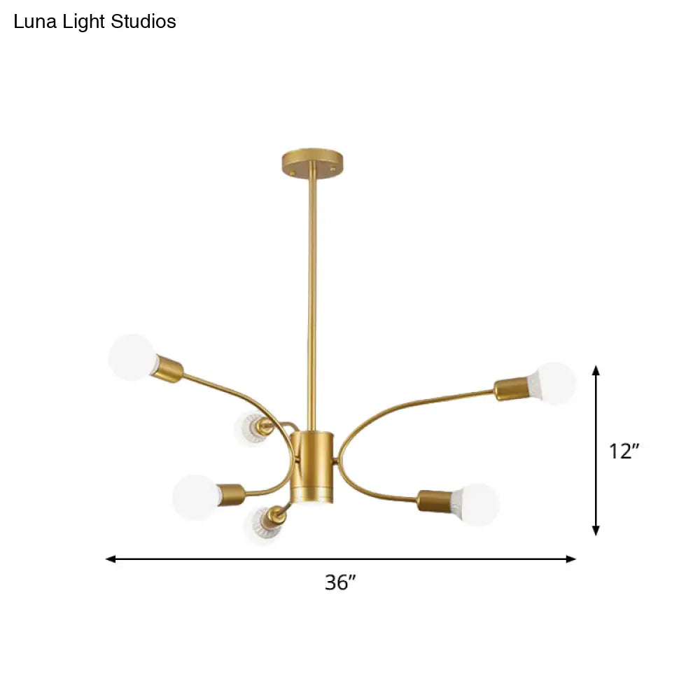 Modern Gold Sputnik Chandelier: Metallic Ceiling Pendant Light With 6/8/12 Lights For Living Room