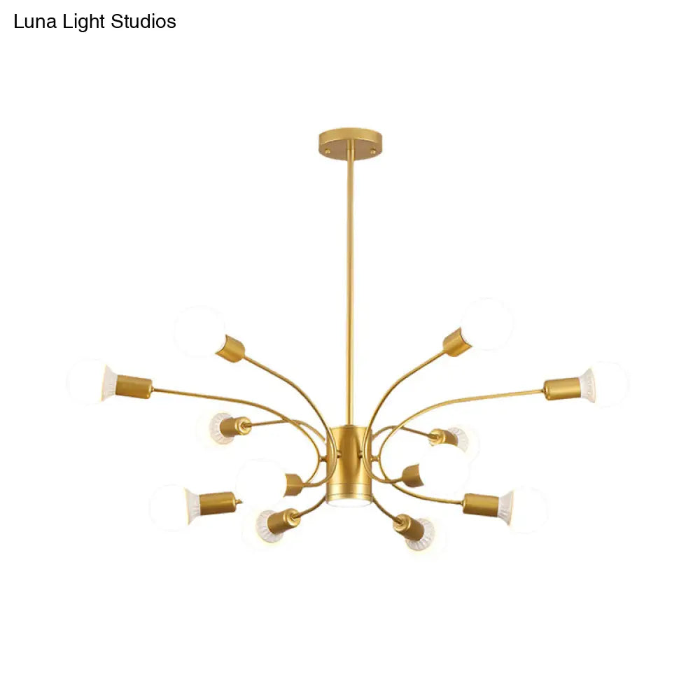 Modern Gold Sputnik Chandelier: Metallic Ceiling Pendant Light With 6/8/12 Lights For Living Room