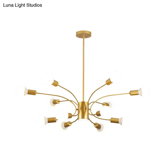 Modern Gold Sputnik Chandelier: Metallic Ceiling Pendant Light With 6/8/12 Lights For Living Room