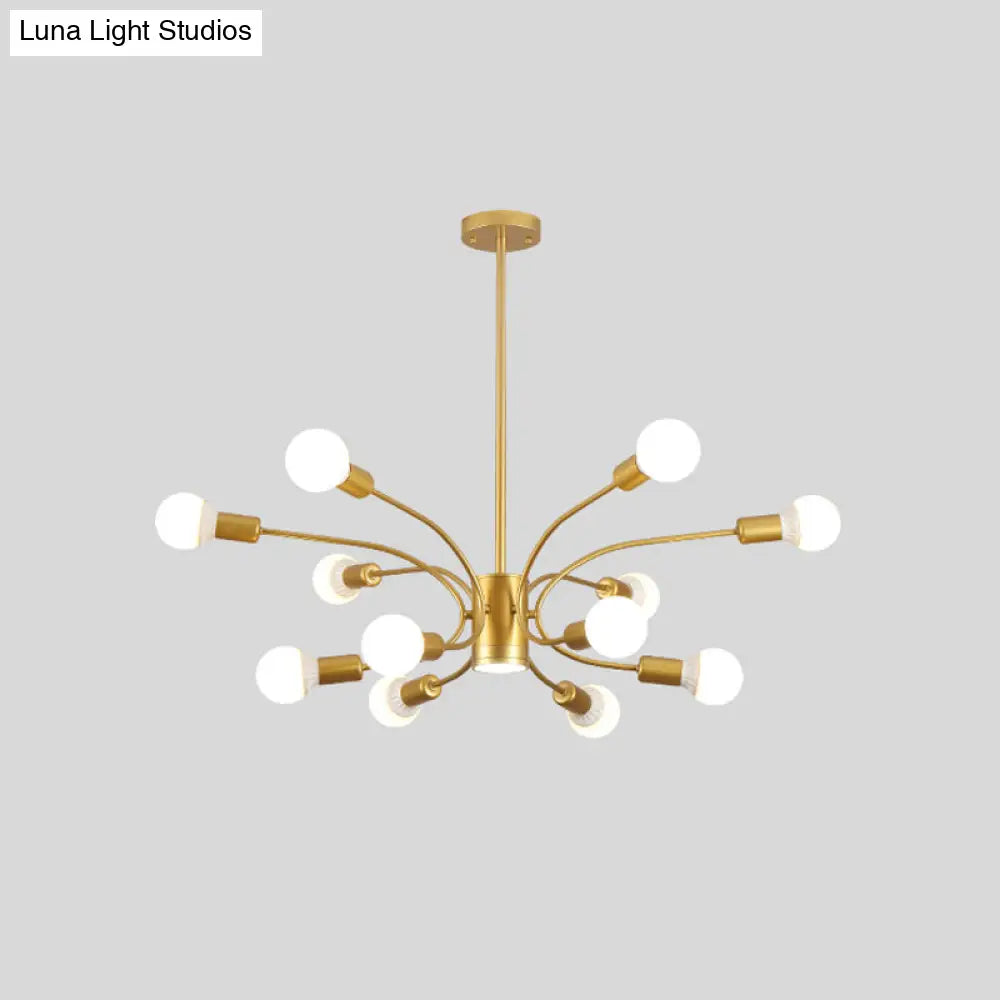 Modern Gold Sputnik Chandelier: Metallic Ceiling Pendant Light With 6/8/12 Lights For Living Room