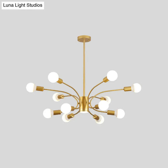 Modern Gold Sputnik Chandelier: Metallic Ceiling Pendant Light With 6/8/12 Lights For Living Room