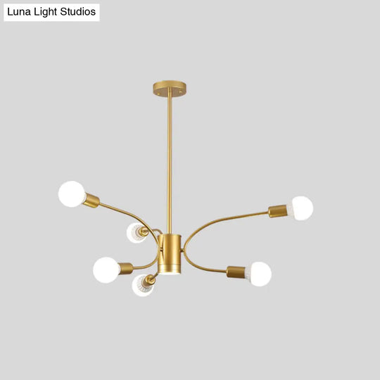 Modern Gold Sputnik Chandelier: Metallic Ceiling Pendant Light With 6/8/12 Lights For Living Room