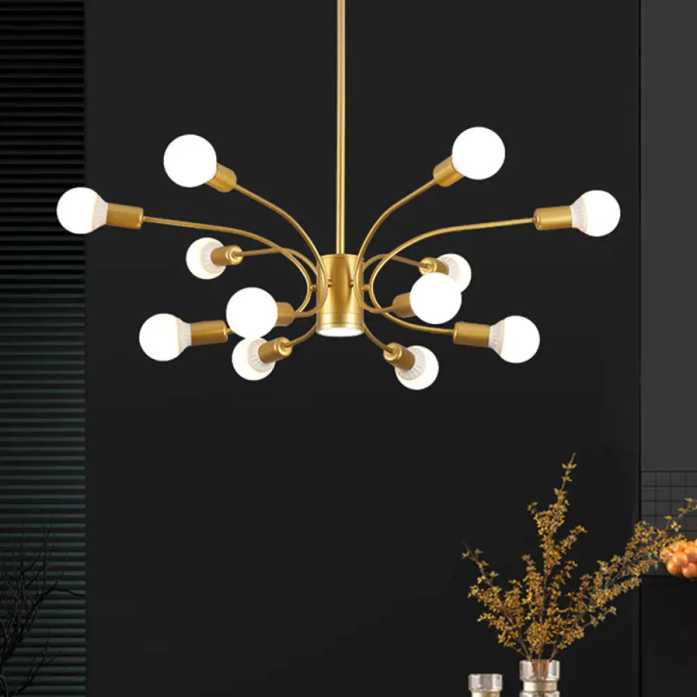 Modern Gold Sputnik Chandelier: Metallic Ceiling Pendant Light With 6/8/12 Lights For Living Room