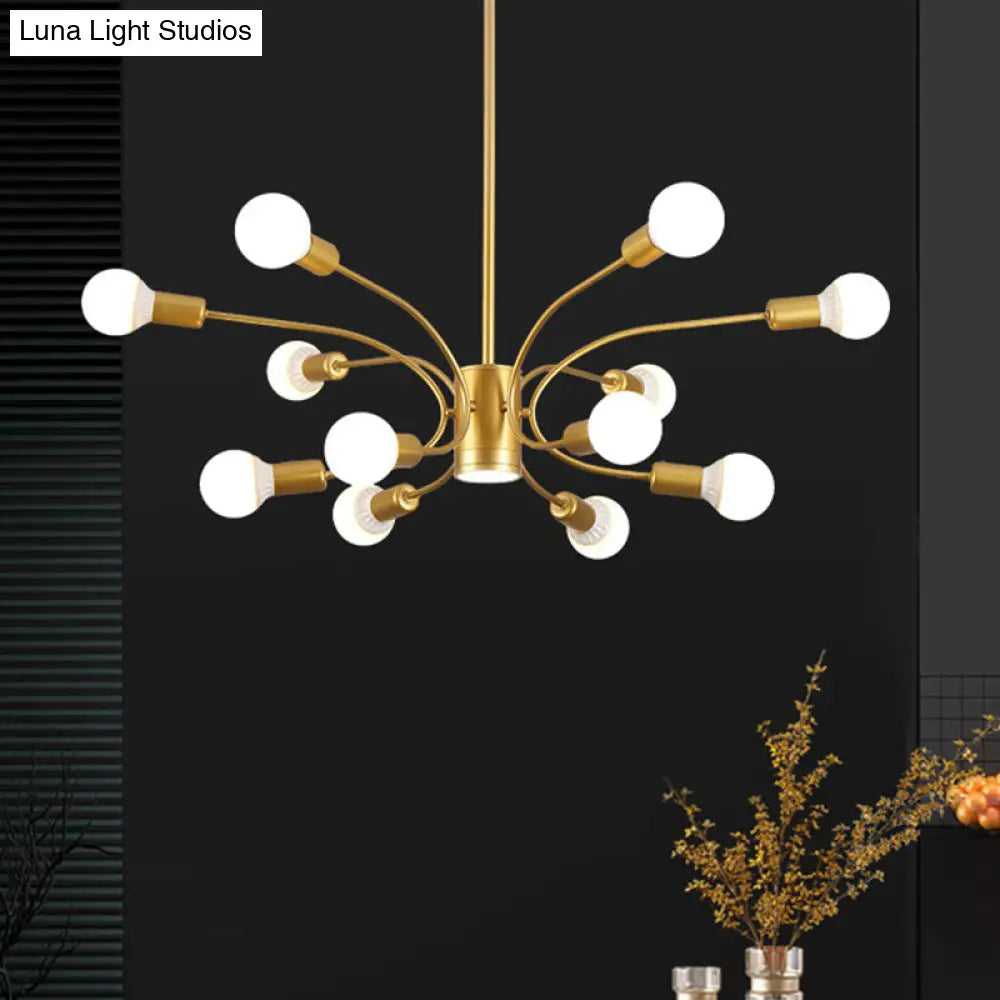 Modern Sputnik Chandelier Lamp - Metallic Ceiling Pendant Light In Gold With 6/8/12 Lights 12 /