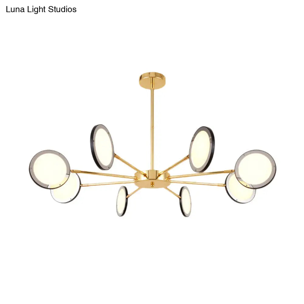 Sleek Gold Sputnik Starburst Chandelier - Modern 6/8 Lights Ceiling Light Fixture Warm/White Glow