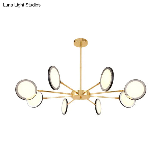 Sleek Gold Sputnik Starburst Chandelier - Modern 6/8 Lights Ceiling Light Fixture Warm/White Glow