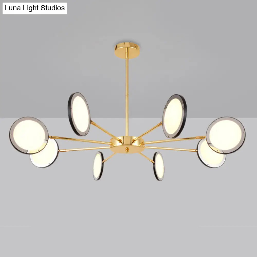 Sleek Gold Sputnik Starburst Chandelier - Modern 6/8 Lights Ceiling Light Fixture Warm/White Glow 8