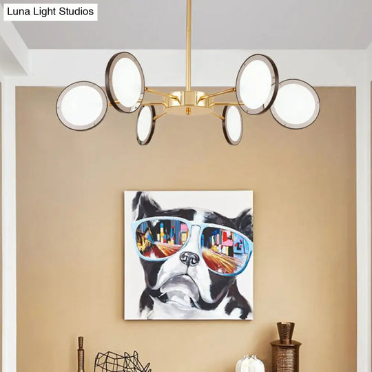 Sleek Gold Sputnik Starburst Chandelier - Modern 6/8 Lights Ceiling Light Fixture Warm/White Glow