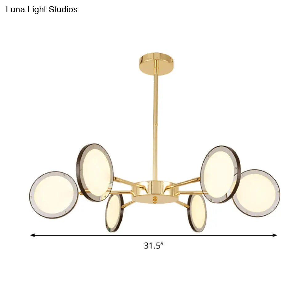 Sleek Gold Sputnik Starburst Chandelier - Modern 6/8 Lights Ceiling Light Fixture Warm/White Glow