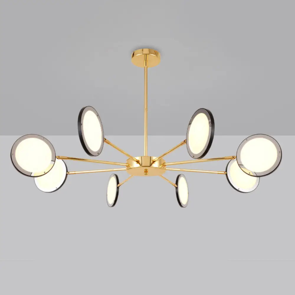 Modern Gold Sputnik Starburst Chandelier - 6/8 Light Hanging Ceiling Fixture With Warm/White