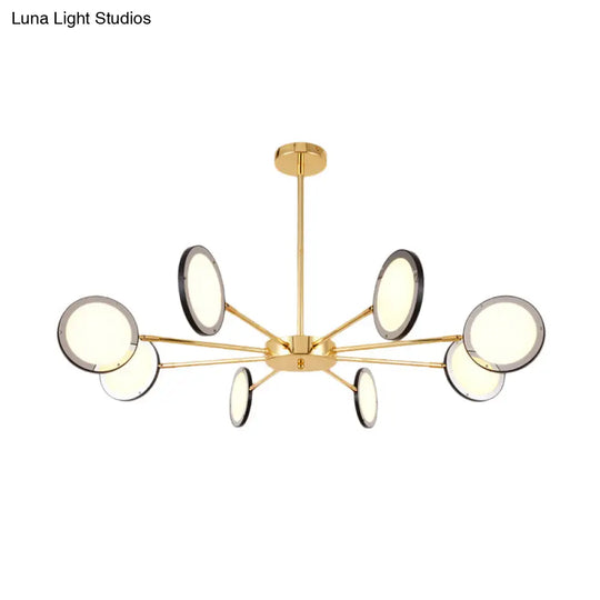 Modern Gold Sputnik Starburst Chandelier - 6/8 Light Hanging Ceiling Fixture With Warm/White