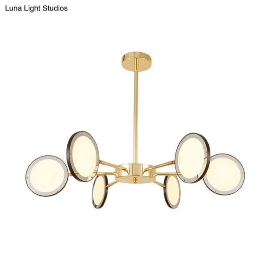 Sleek Gold Sputnik Starburst Chandelier - Modern 6/8 Lights Ceiling Light Fixture Warm/White Glow 6