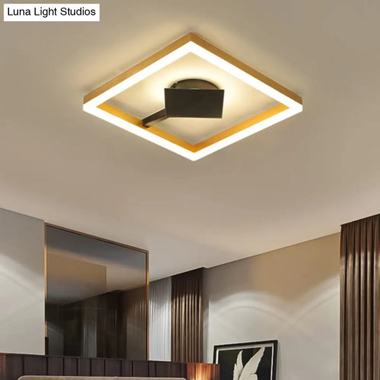 Modern Gold Square Flush Mount Led Ceiling Light Fixture - 16/23.5 W For Bedroom