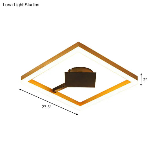 Modern Gold Square Flush Mount Led Ceiling Light Fixture - 16’/23.5’ W For Bedroom