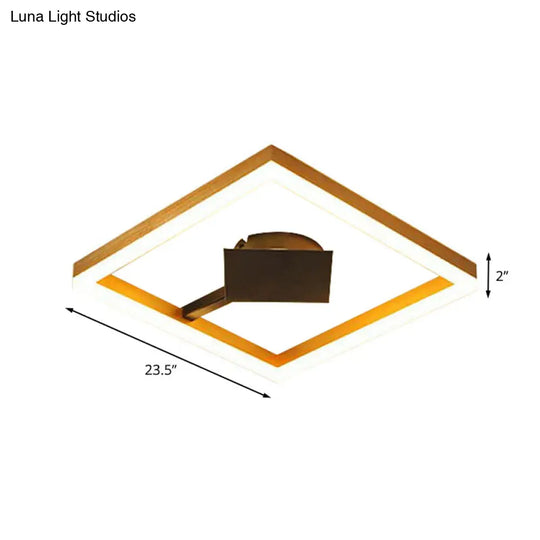 Modern Gold Square Flush Mount Led Ceiling Light Fixture - 16/23.5 W For Bedroom