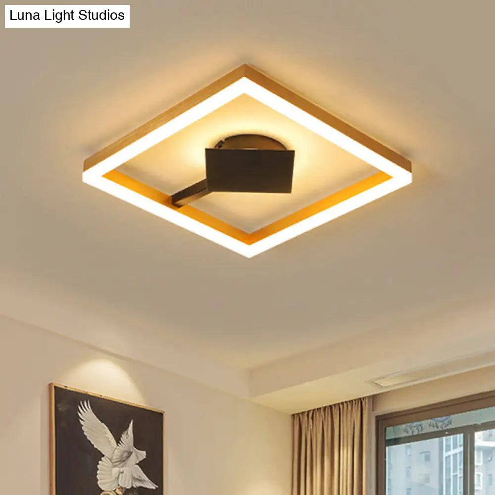 Modern Gold Square Flush Mount Led Ceiling Light Fixture - 16/23.5 W For Bedroom / 16