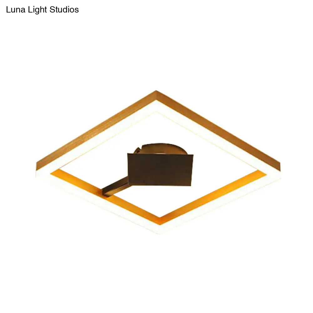 Modern Gold Square Flush Mount Led Ceiling Light Fixture - 16’/23.5’ W For Bedroom