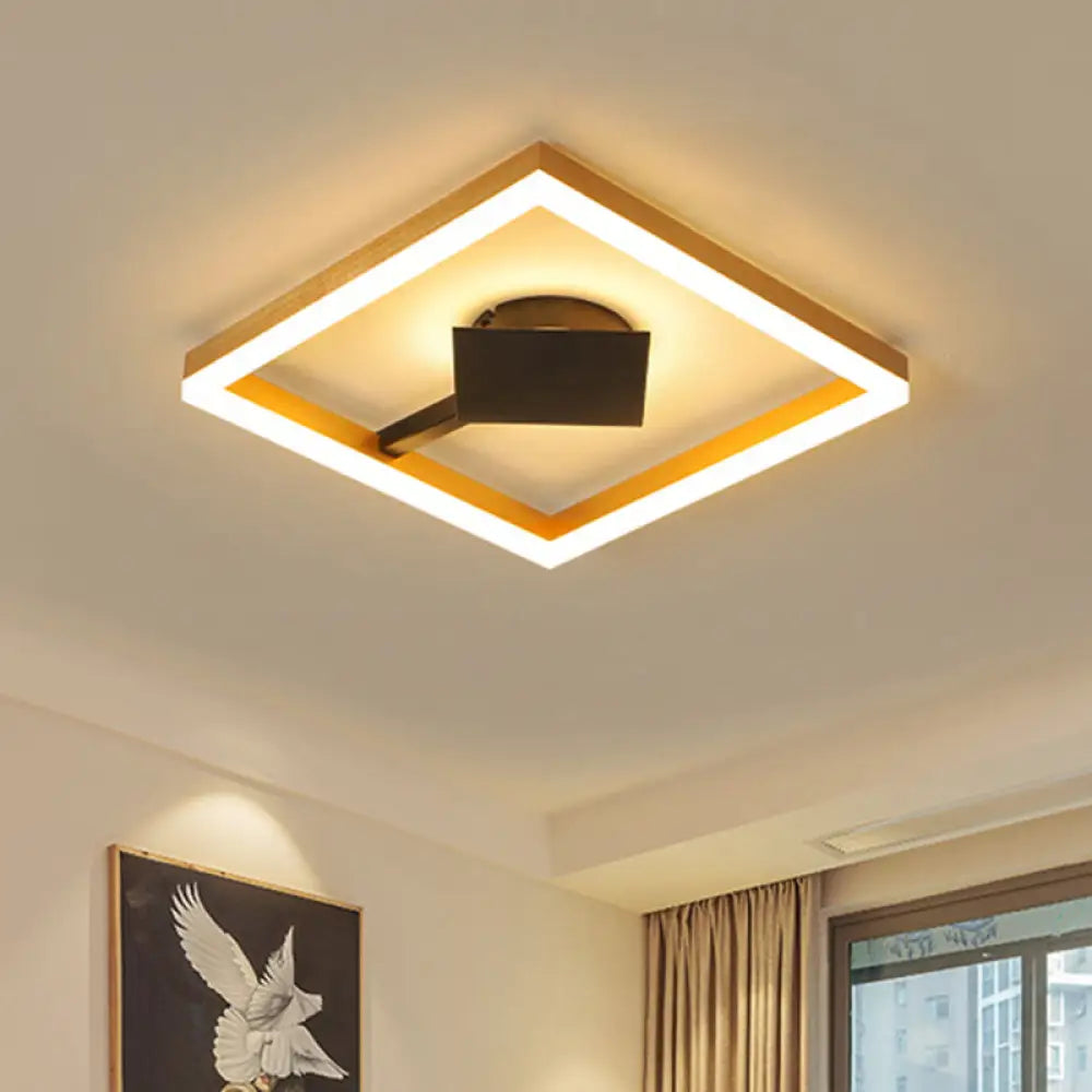 Modern Gold Square Flush Mount Led Ceiling Light Fixture - 16’/23.5’ W For Bedroom / 16’