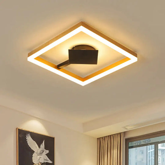 Modern Gold Square Flush Mount Led Ceiling Light Fixture - 16’/23.5’ W For Bedroom / 16’