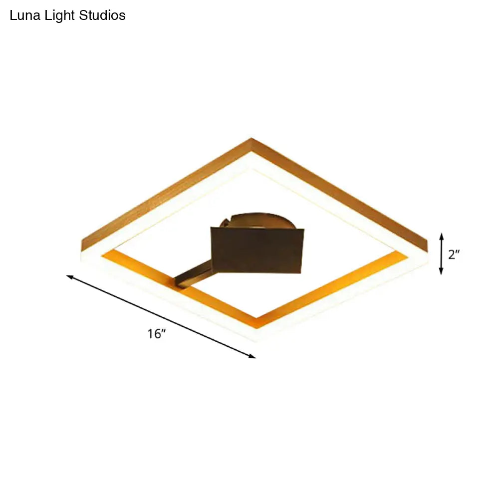 Modern Gold Square Flush Mount Led Ceiling Light Fixture - 16/23.5 W For Bedroom