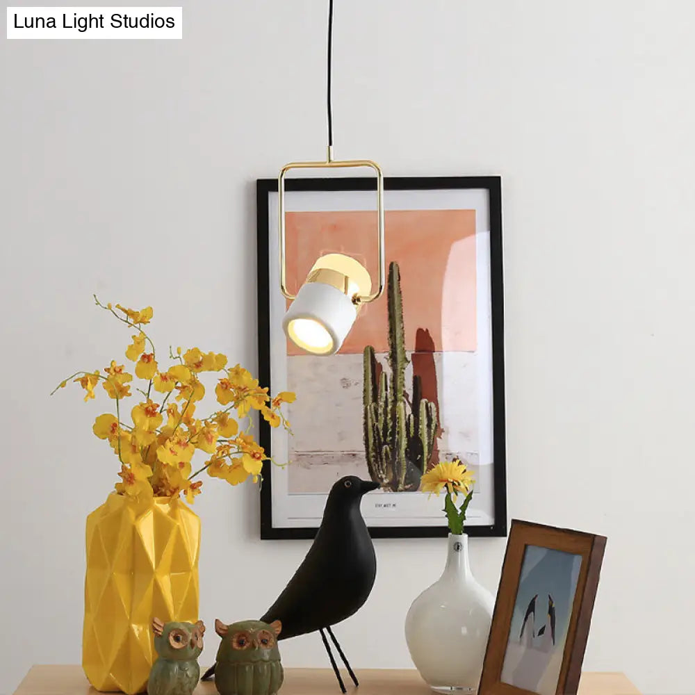 Modern Square Pendant Ceiling Light - 1 Head Gold Hanging Kit With White Glass Shade