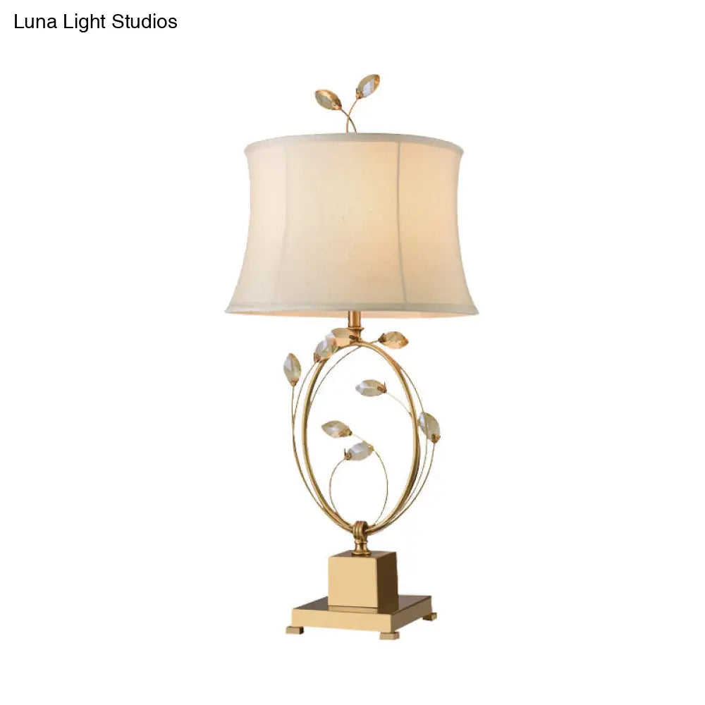 Modern Gold Table Lamp: 1 Head Dining Room Task Lighting With Flared Fabric Shade