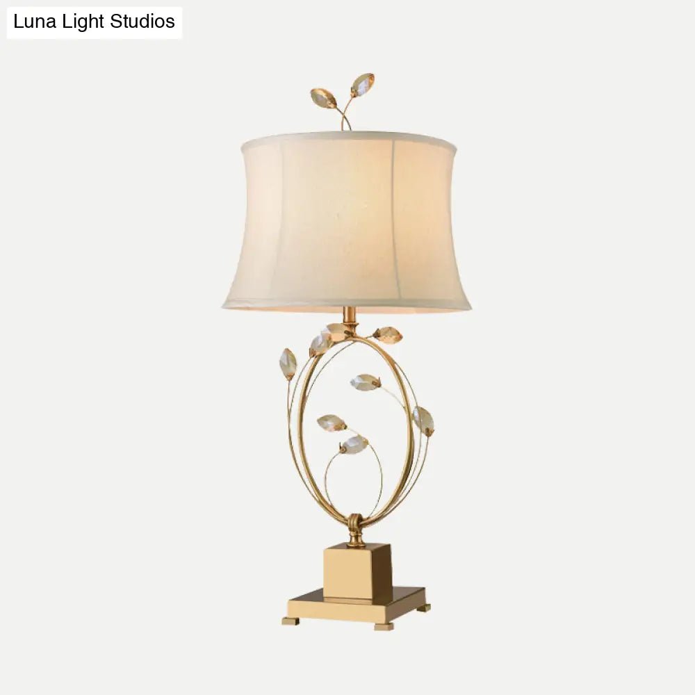 Modern Gold Table Lamp: 1 Head Dining Room Task Lighting With Flared Fabric Shade