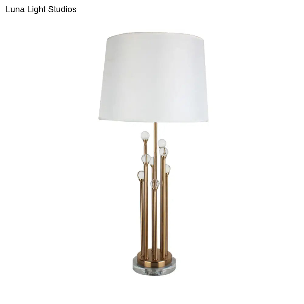 Modern Gold Tapered Drum Table Lamp For Bedroom - 1 Head Task Light