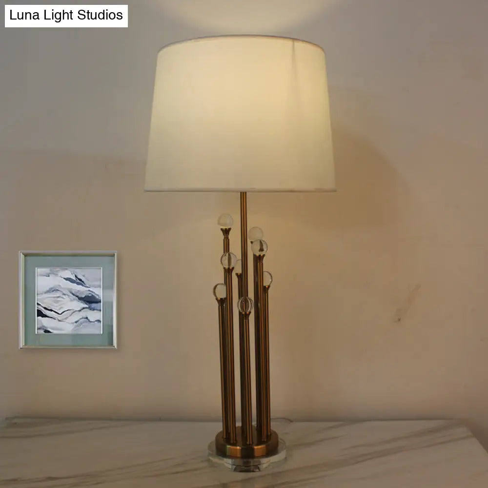 Modern Gold Tapered Drum Table Lamp For Bedroom - 1 Head Task Light