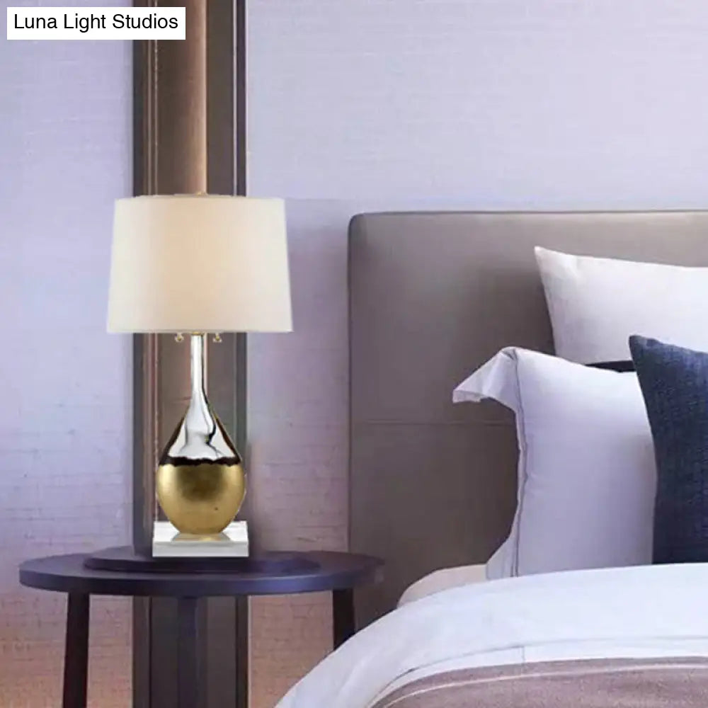 Modern Gold Tapered Drum Task Lighting - 1 Head Reading Book Light For Bedroom