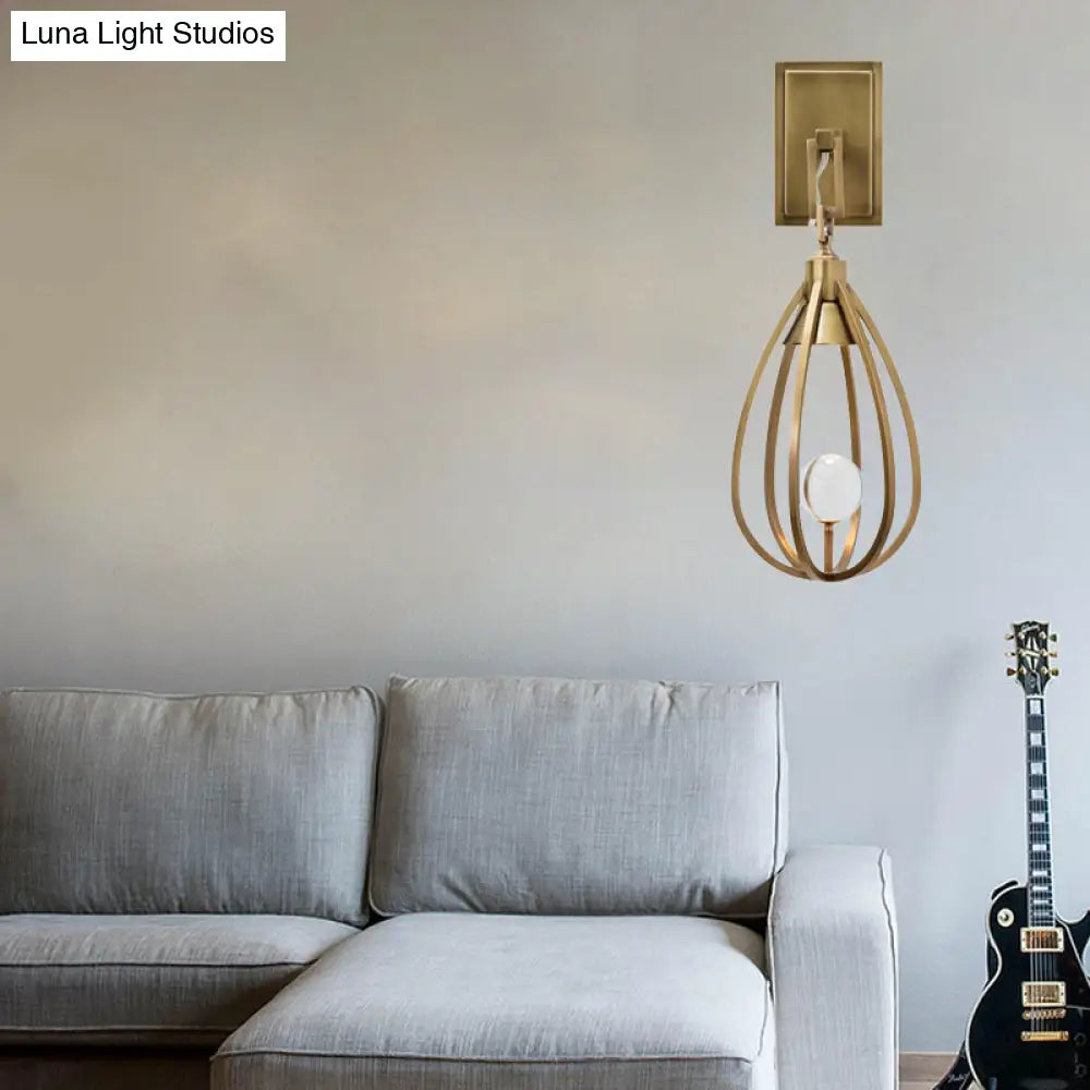 Modern Gold Teardrop Wall Sconce - Metal Surface Mount Light