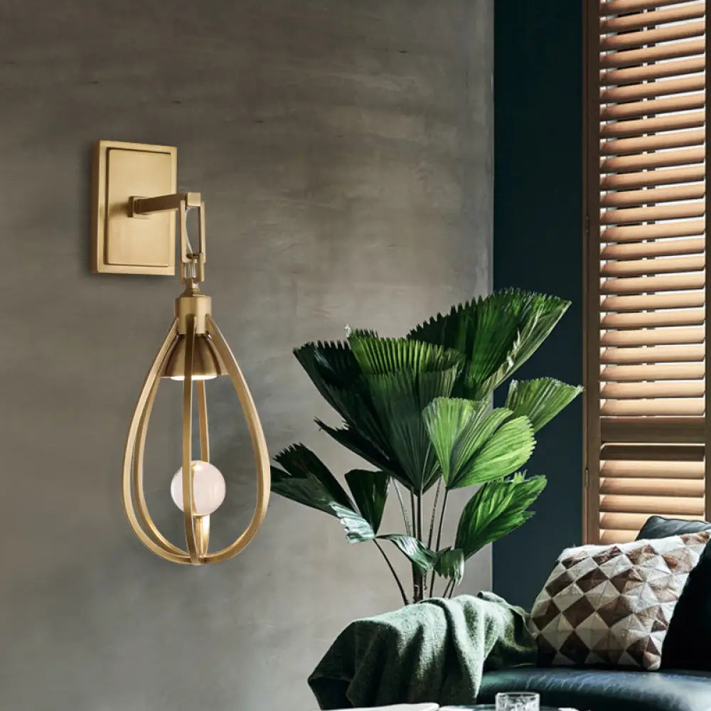 Modern Gold Teardrop Wall Sconce - Metal Surface Mount Light