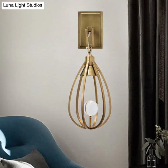 Modern Gold Teardrop Wall Sconce - Metal Surface Mount Light