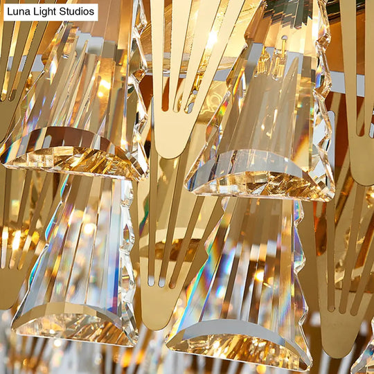 Modern Gold Triangle Crystal Chandelier Pendant With 8 Metal Heads