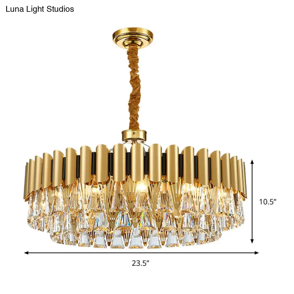 Modern Gold Triangle Crystal Chandelier Pendant With 8 Metal Heads