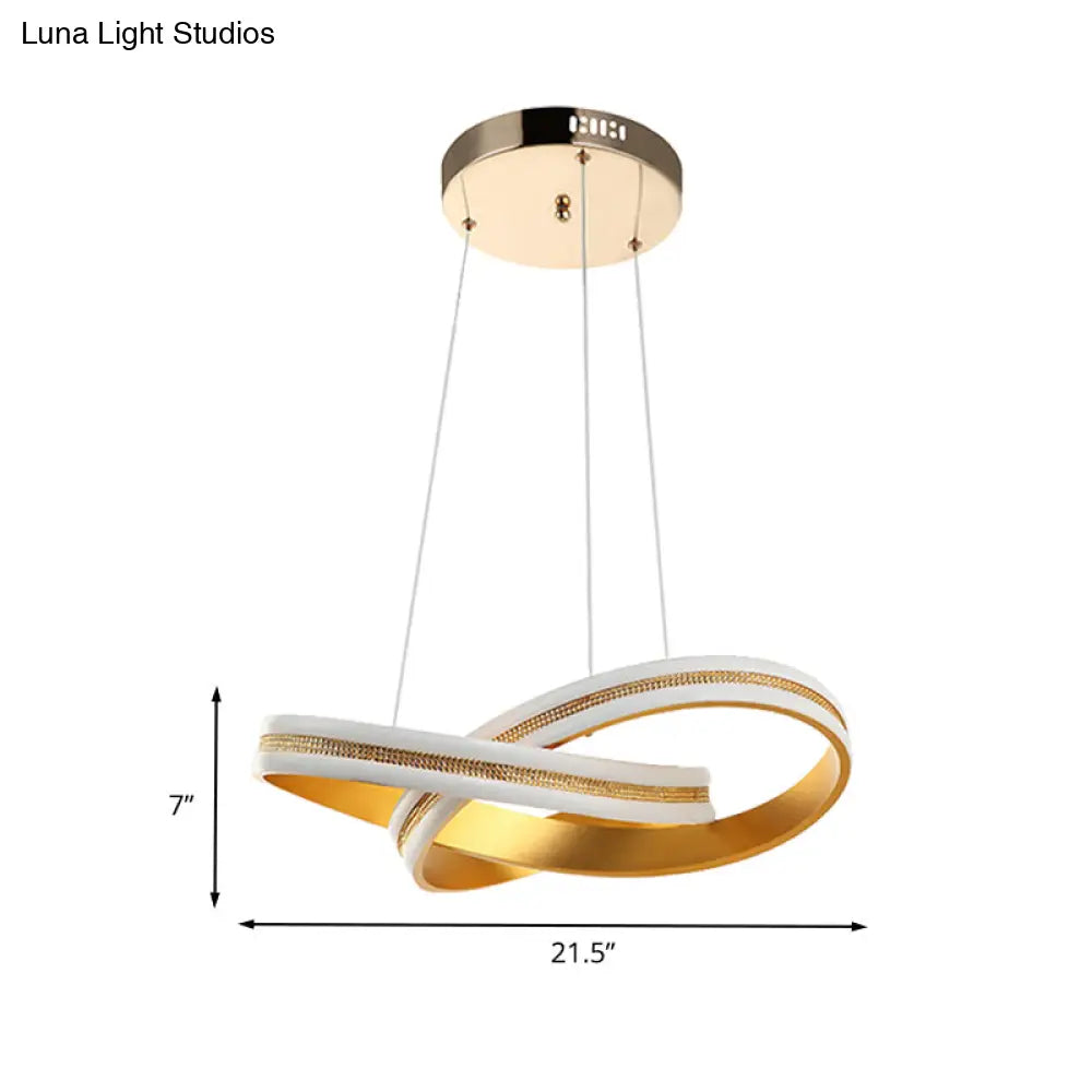 Modern Gold Twisting Hanging Chandelier With Led Acrylic Ceiling Pendant