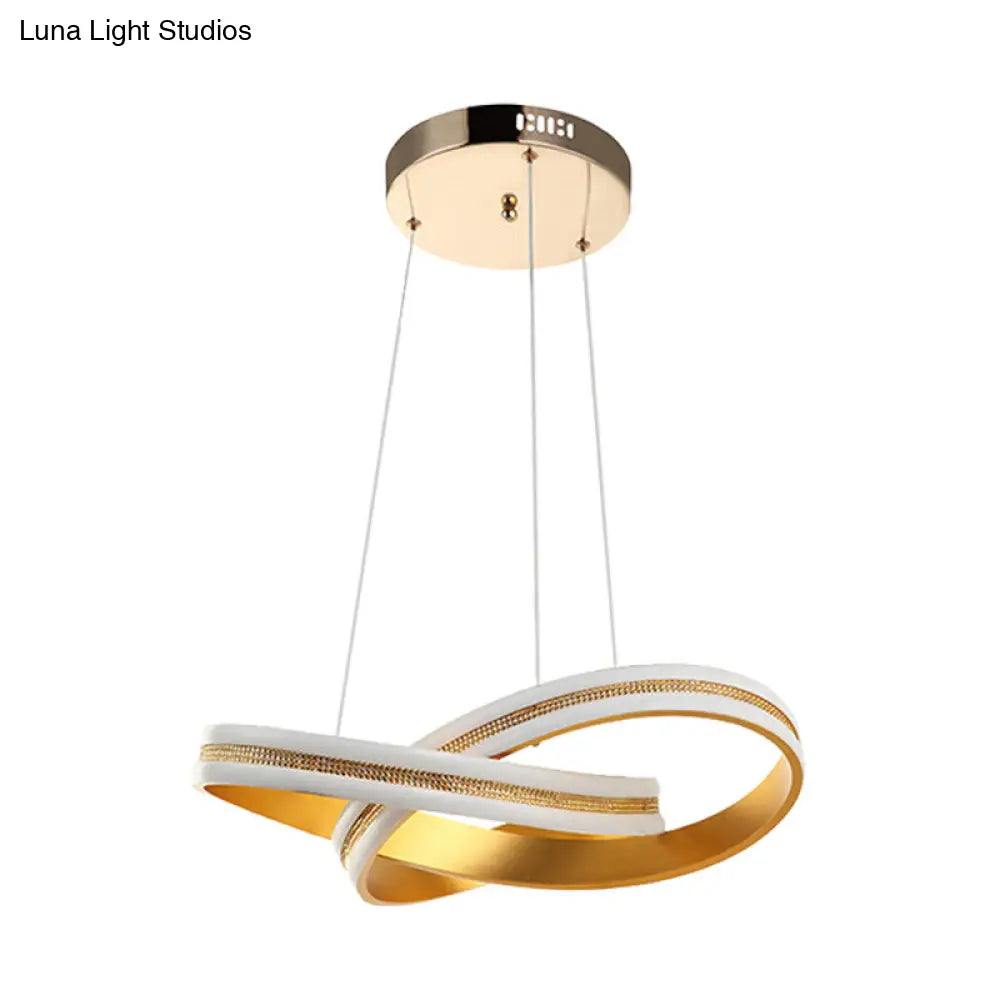 Modern Gold Twisting Hanging Chandelier With Led Acrylic Ceiling Pendant